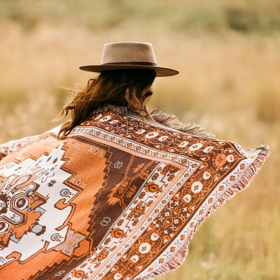 Olivenorma Bohemian Geometric Flowers Fringe Tassels Woven Blanket