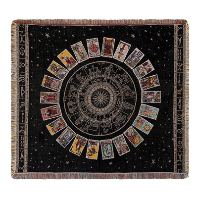 Olivenorma Tarot Cards Compass Woven Boho Throw Tassels Blanket