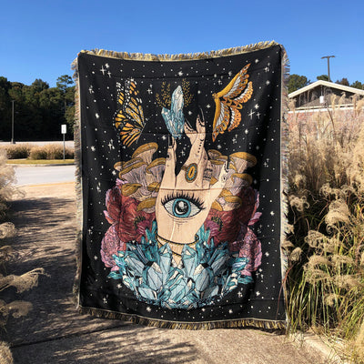 Olivenorma The Hand Butterfly Eyes Crystal Throw Blanket