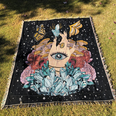 Olivenorma The Hand Butterfly Eyes Crystal Throw Blanket