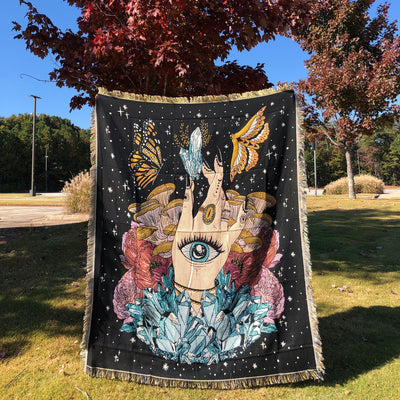 Olivenorma The Hand Butterfly Eyes Crystal Throw Blanket