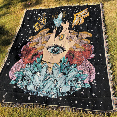 Olivenorma The Hand Butterfly Eyes Crystal Throw Blanket