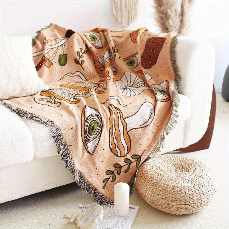 Olivenorma Bohemian Knitted Ethnic Print Tassel Blanket