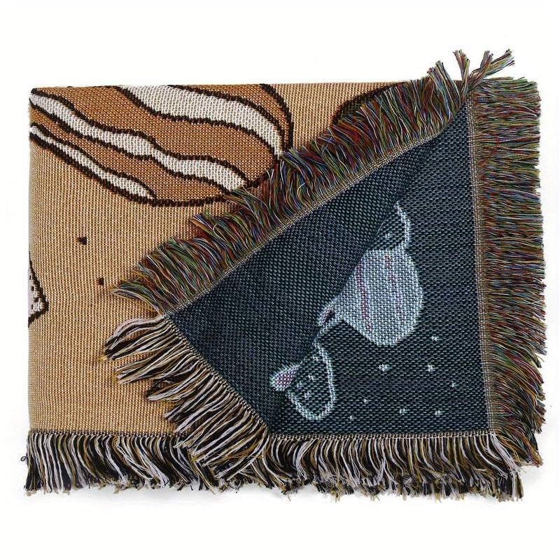 Olivenorma Bohemian Knitted Ethnic Print Tassel Blanket