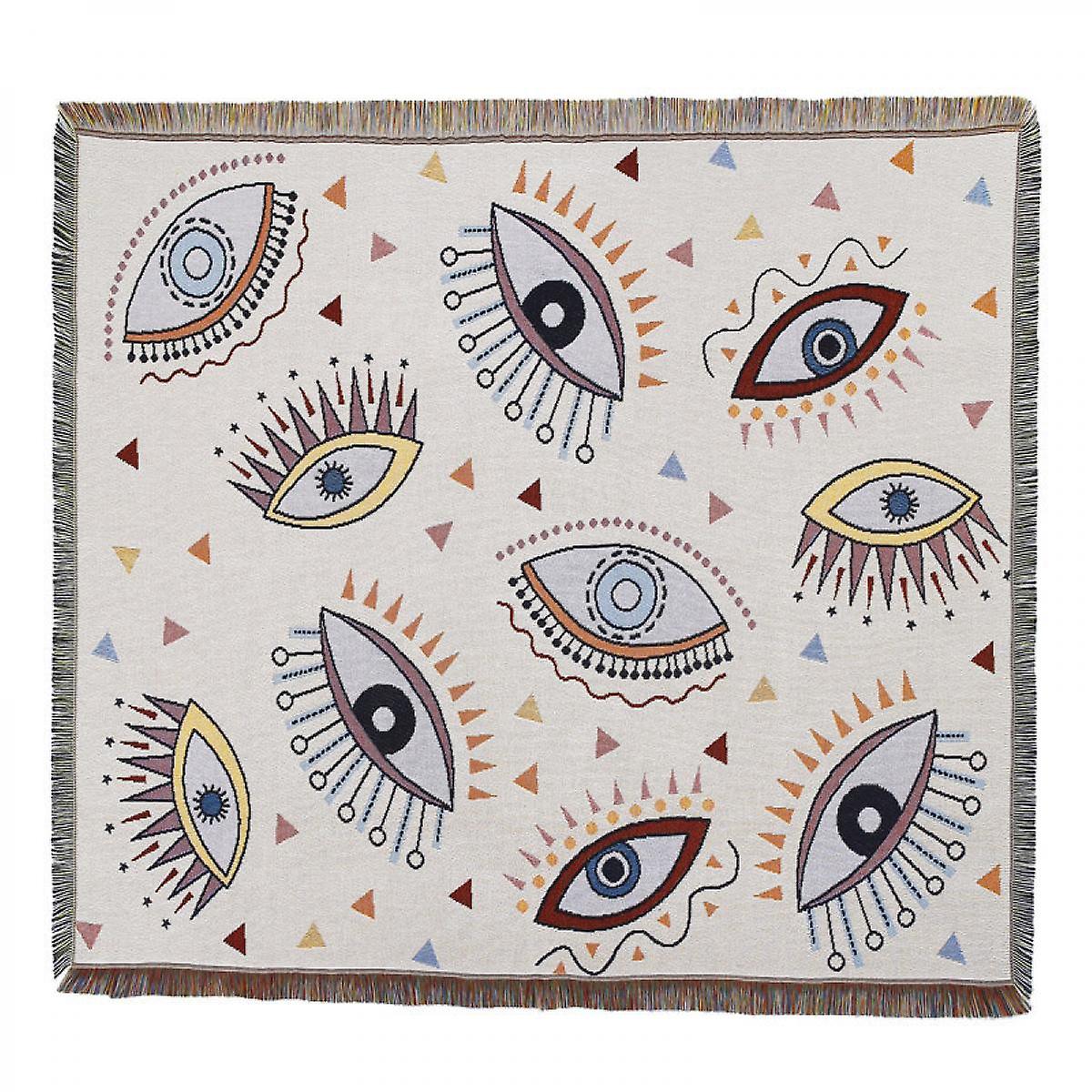 Olivenorma Apricot Red Evil Eye Woven Knit Blanket