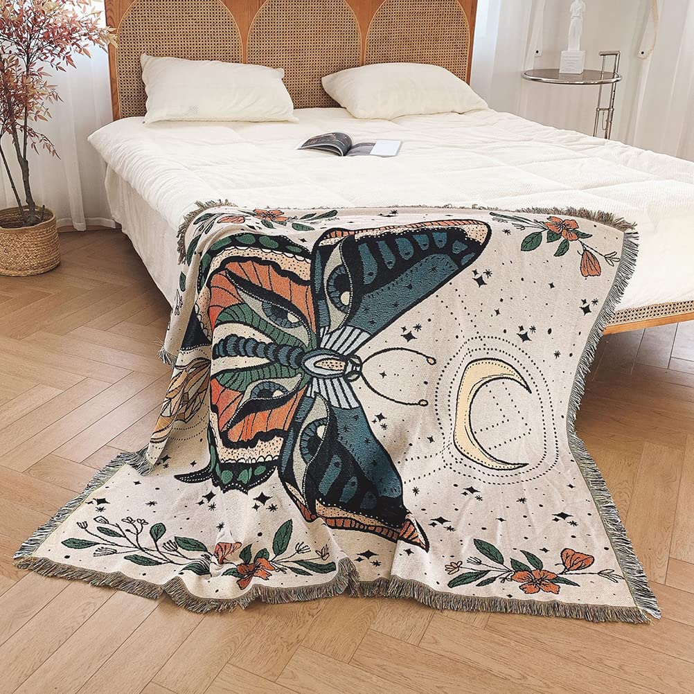 Olivenorma Butterfly Throw Woven Tassel Blanket