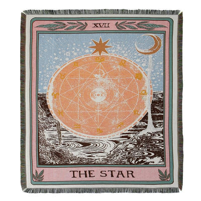 Olivenorma Tarot Card "THE STAR" Print Tassels Woven Blanket