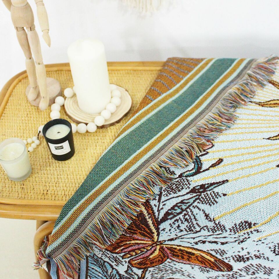 Olivenorma Tarot Card "THE SUN" Print Tassels Woven Blanket