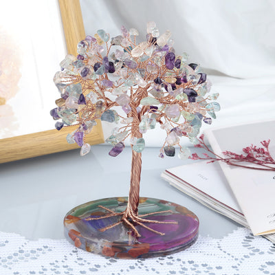 Olivenorma Round Agate Piece Base Healing Crystal Feng Shui Tree