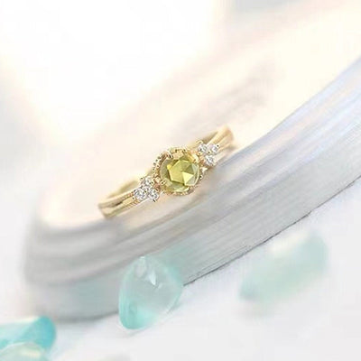 Olivenorma Natural Peridot Promise Engagement Ring