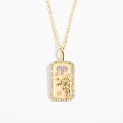 Olivenorma Tarot Card Zircon Zodiac Necklace