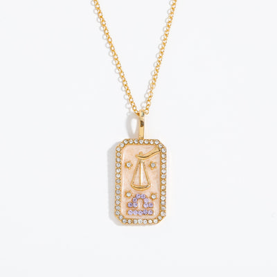 Olivenorma Tarot Card Zircon Zodiac Necklace