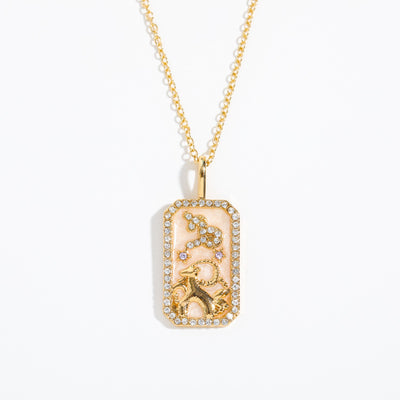 Olivenorma Tarot Card Zircon Zodiac Necklace