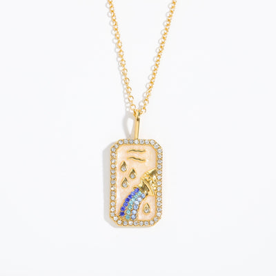 Olivenorma Tarot Card Zircon Zodiac Necklace