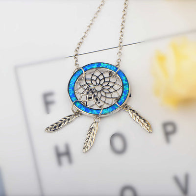 Olivenorma Blue Opal Dream Catcher Necklace