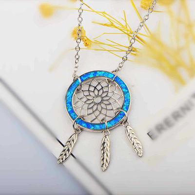 Olivenorma Blue Opal Dream Catcher Necklace