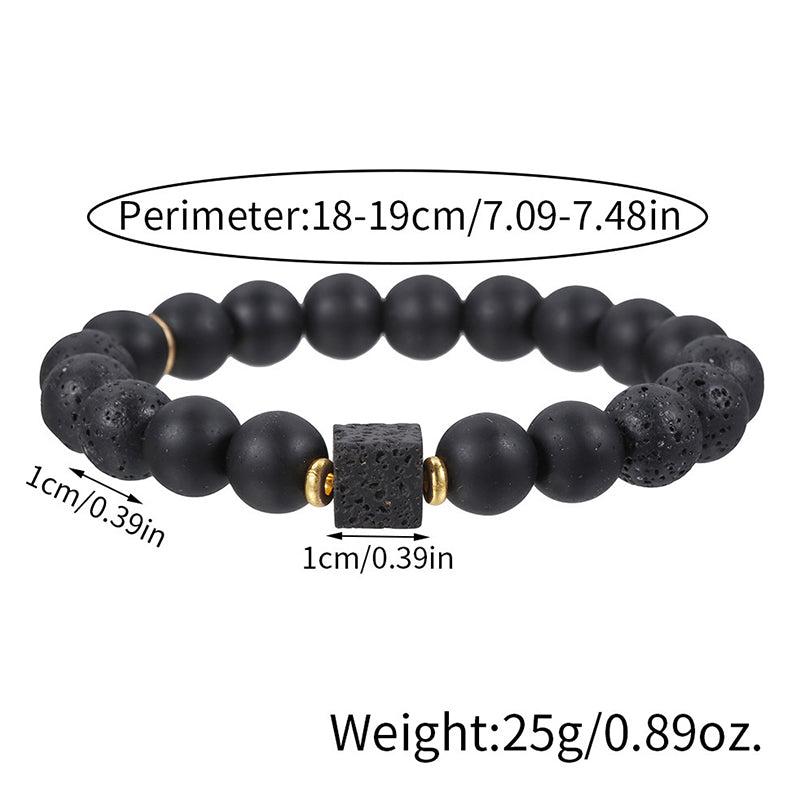 Olivenorma Frosted Black Square Volcanic Stone Map Stone Bracelet