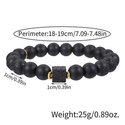 Olivenorma Frosted Black Square Volcanic Stone Map Stone Bracelet