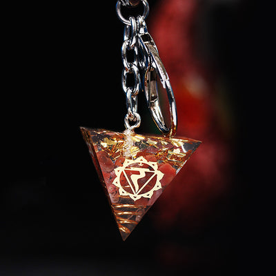 Olivenorma Chakra Healing Orgone Pyramid Energy Pendant Keychain  - Red Agate - image 6