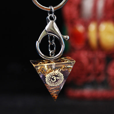 Olivenorma Chakra Healing Orgone Pyramid Energy Pendant Keychain  - Amethyst - image 0