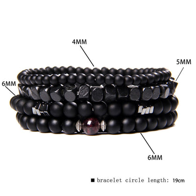 Olivenorma Black Agate 4-Layer Stackable Men Bracelet