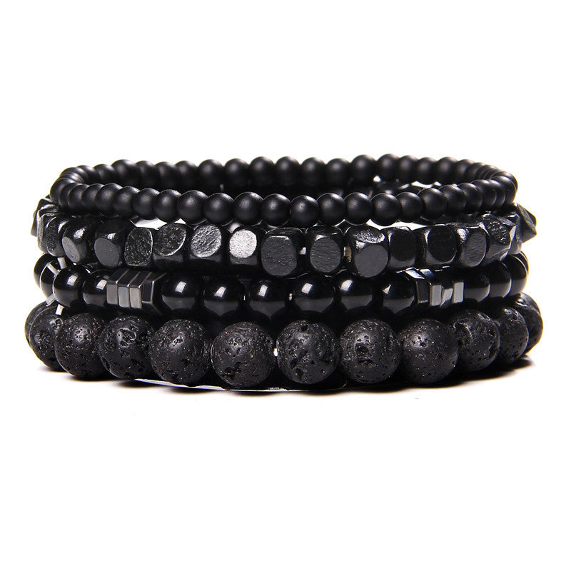 Olivenorma Black Agate 4-Layer Stackable Men Bracelet