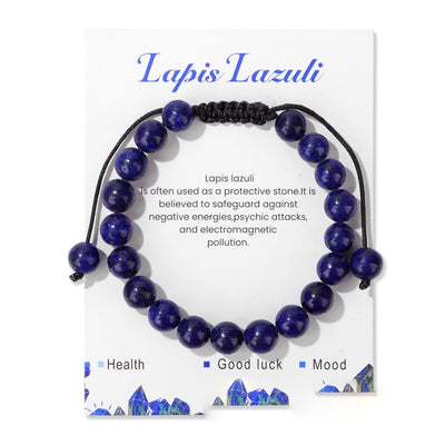 Olivenorma 8mm Natural Stone Handmade Adjustable Bracelet - Lapis Lazuli - image 6