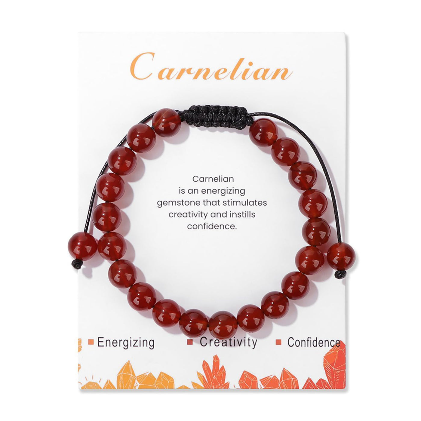 Olivenorma 8mm Natural Stone Handmade Adjustable Bracelet - Carnelian - image 1