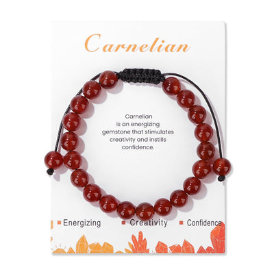 Olivenorma 8mm Natural Stone Handmade Adjustable Bracelet - Carnelian - image 1