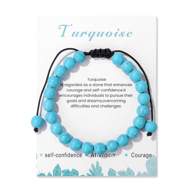 Olivenorma 8mm Natural Stone Handmade Adjustable Bracelet - Turquoise - image 10