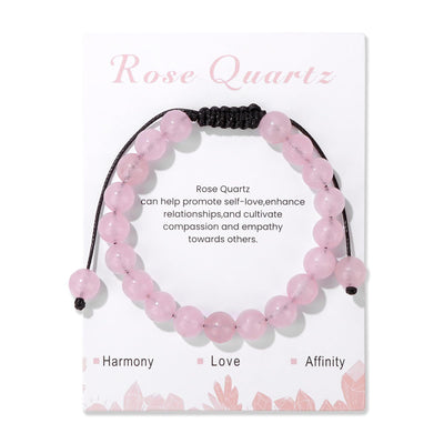 Olivenorma 8mm Natural Stone Handmade Adjustable Bracelet - Rose Quartz - image 18