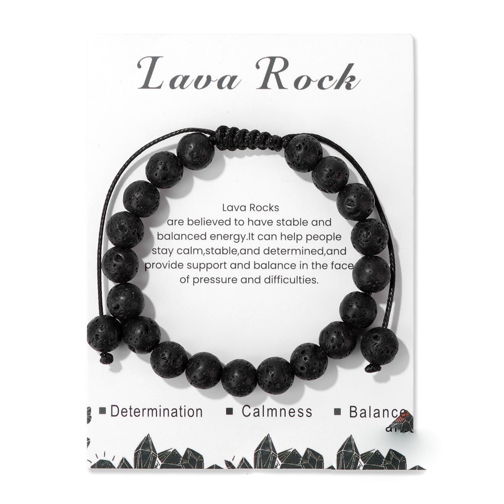 Olivenorma 8mm Natural Stone Handmade Adjustable Bracelet - Lava Stone - image 20