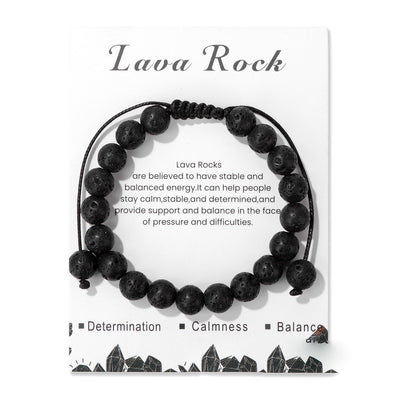 Olivenorma 8mm Natural Stone Handmade Adjustable Bracelet - Lava Stone - image 20
