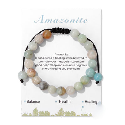 Olivenorma 8mm Natural Stone Handmade Adjustable Bracelet - Amazonite - image 28
