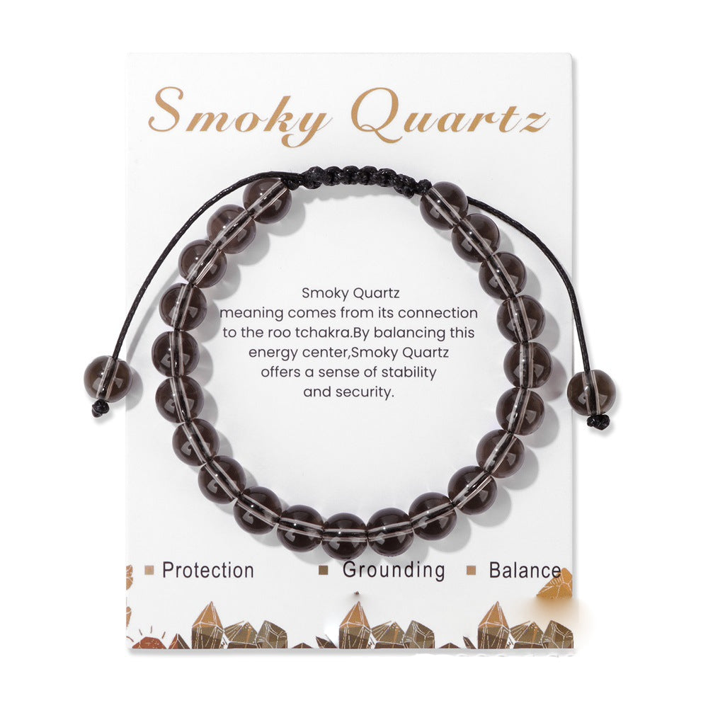 Olivenorma 8mm Natural Stone Handmade Adjustable Bracelet - Smoky Quartz - image 34