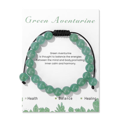 Olivenorma 8mm Natural Stone Handmade Adjustable Bracelet - Green Aventurine - image 36