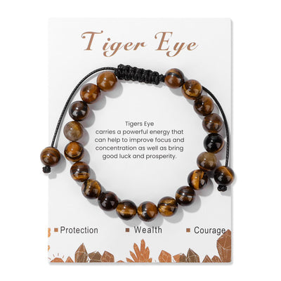 Olivenorma 8mm Natural Stone Handmade Adjustable Bracelet - Tiger Eye - image 40