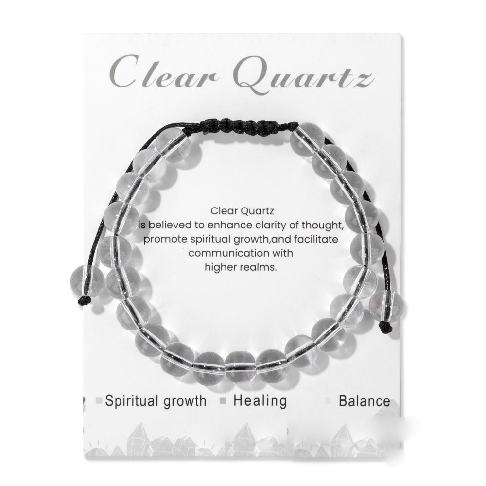 Olivenorma 8mm Natural Stone Handmade Adjustable Bracelet - Clear Crystal - image 44