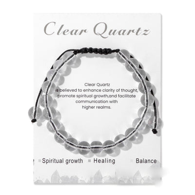 Olivenorma 8mm Natural Stone Handmade Adjustable Bracelet - Clear Crystal - image 44