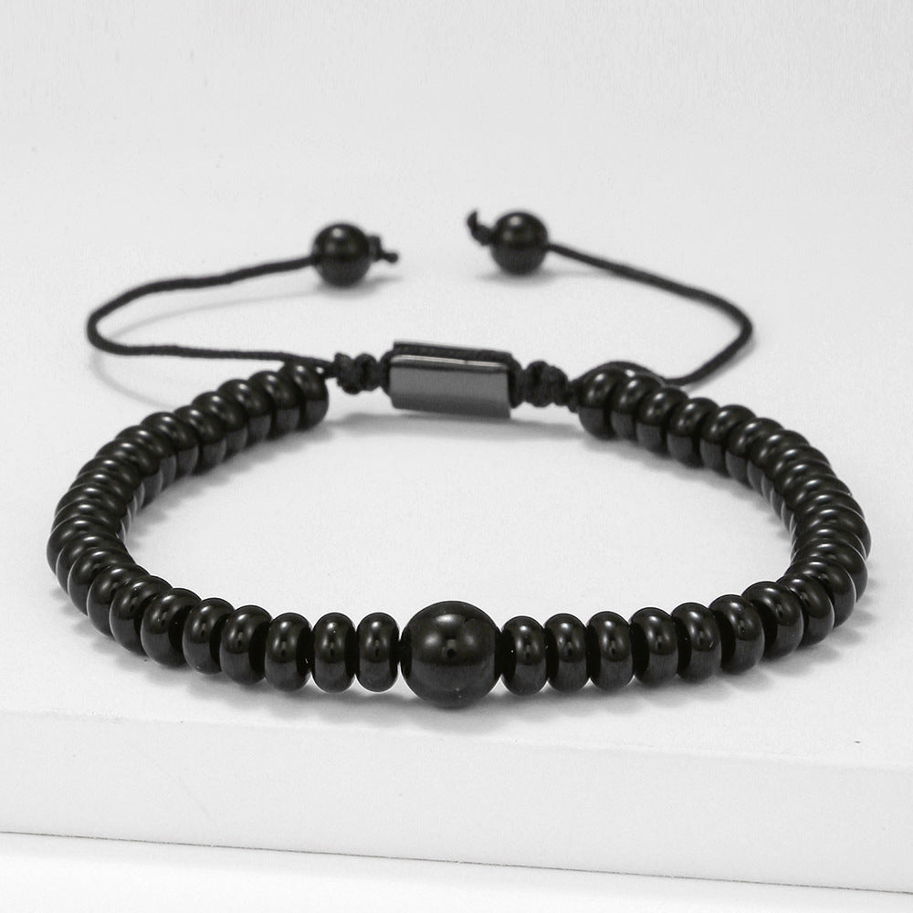 Olivenorma Lava Stone Obsidian Adjustable Men Bracelet