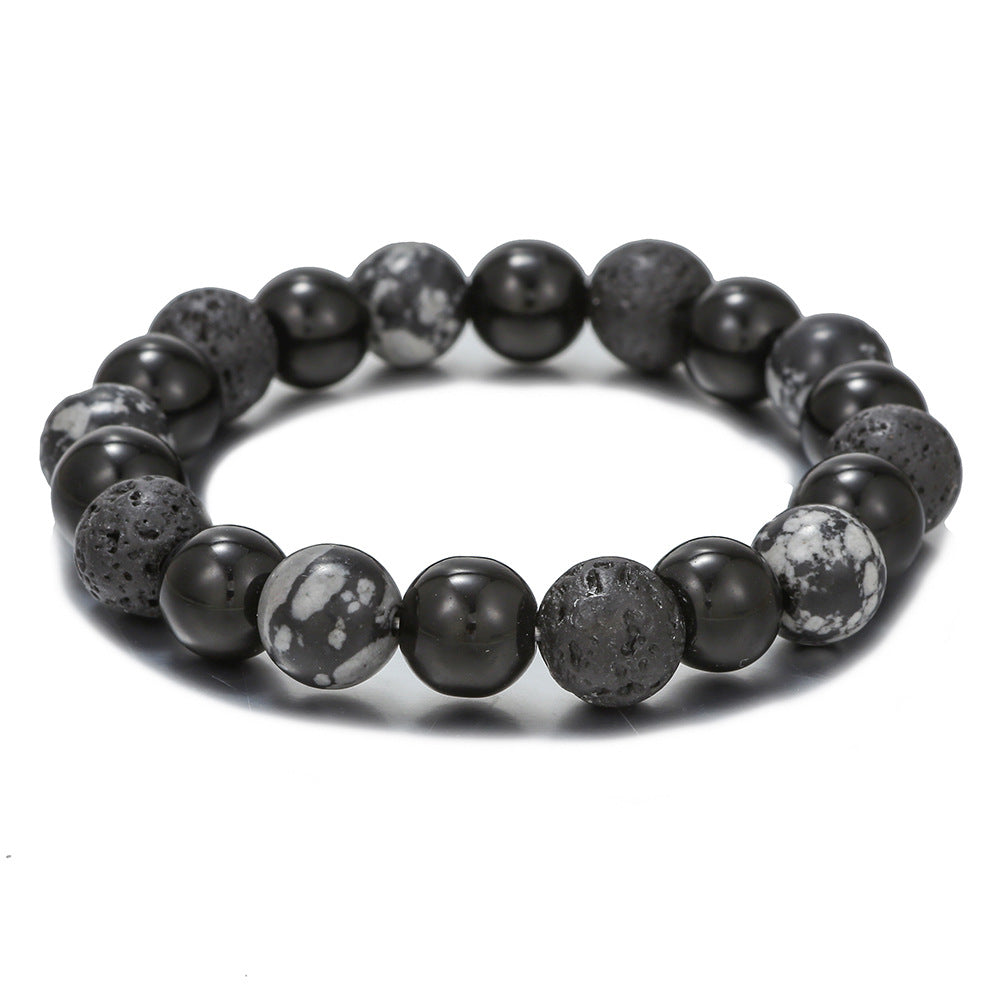 Olivenorma Lava Stone Obsidian Adjustable Men Bracelet