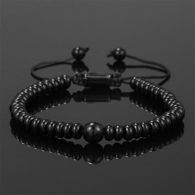 Olivenorma Lava Stone Obsidian Adjustable Men Bracelet