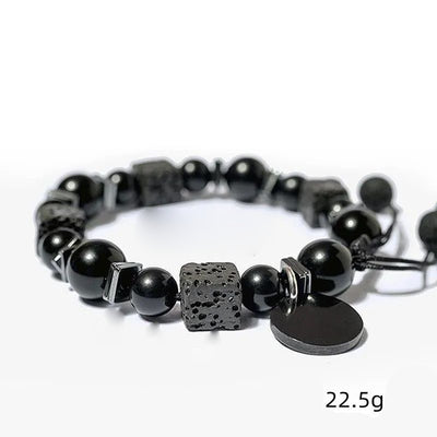 Olivenorma Lava Stone Obsidian Adjustable Men Bracelet