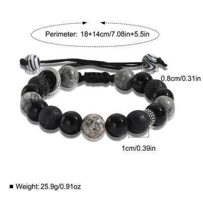 Olivenorma Obsidian Volcanic Lava Stone Men Beaded Bracelet