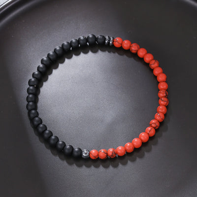 Olivenorma 4mm Black Agate Volcanic Rock Men Bracelet