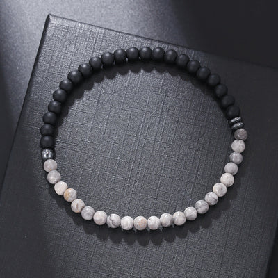 Olivenorma 4mm Black Agate Volcanic Rock Men Bracelet