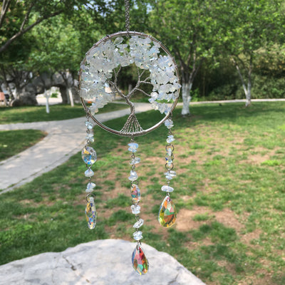 Olivenorma Winding Natural Crystal Gravel Tree Of Life Wind Chime