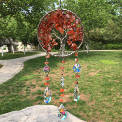 Olivenorma Winding Natural Crystal Gravel Tree Of Life Wind Chime