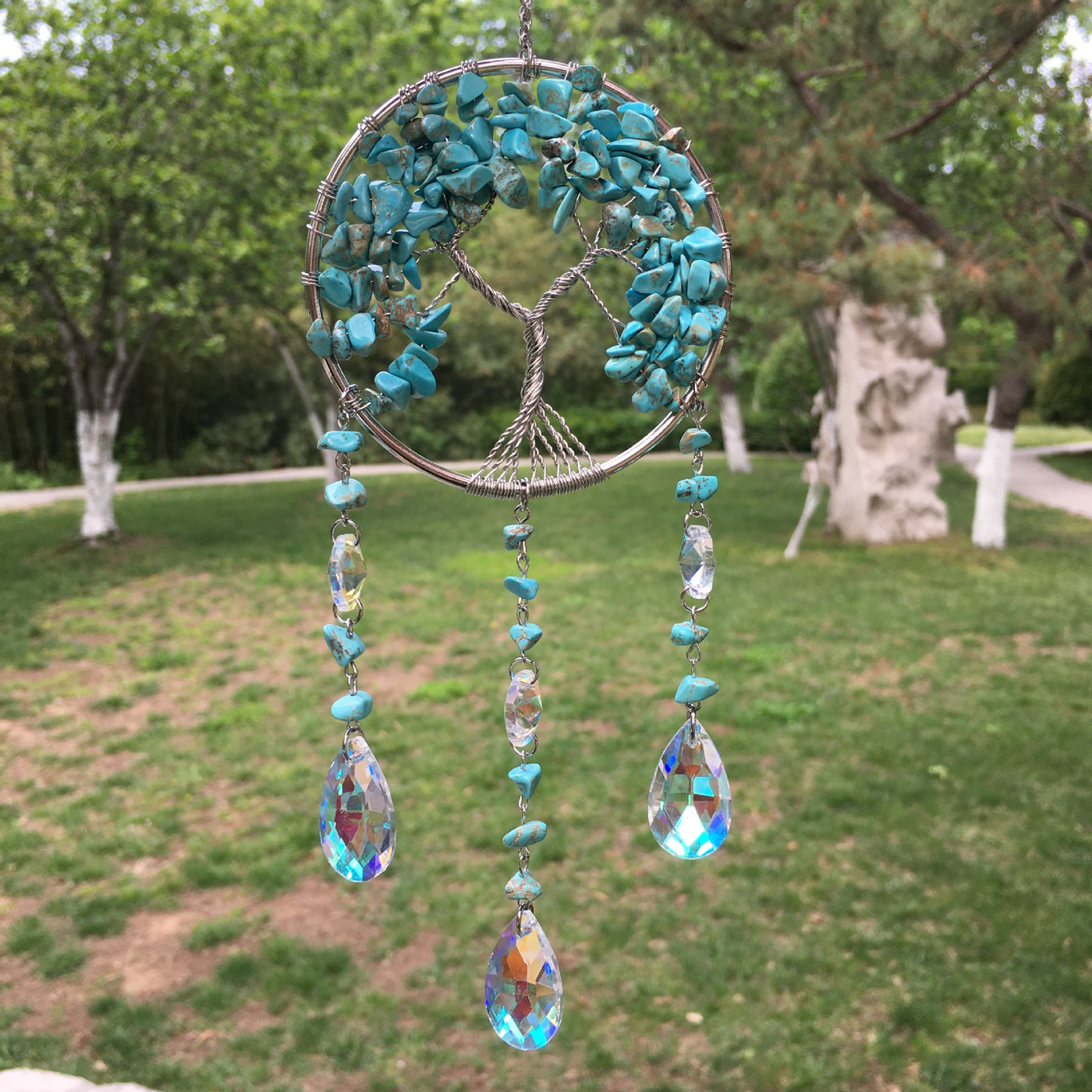 Olivenorma Winding Natural Crystal Gravel Tree Of Life Wind Chime