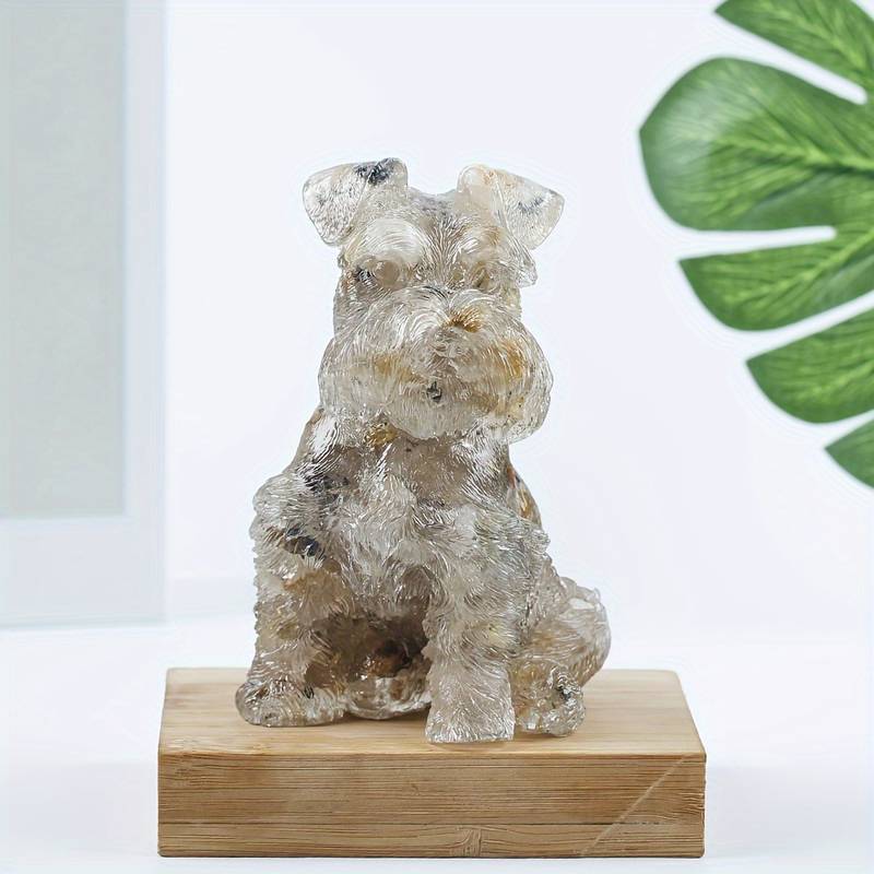 Olivenorma Crystal Resin Schnauzer Dog Ornament Gemstone Decoration